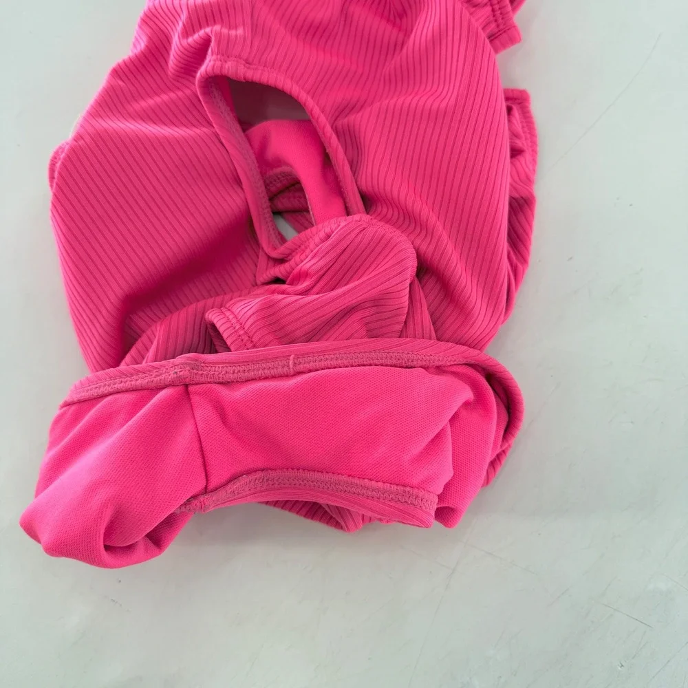 Art Class Hot‎ Pink Ribbed Cut Out One Piece Swimsuit Kids Size S (6/7)